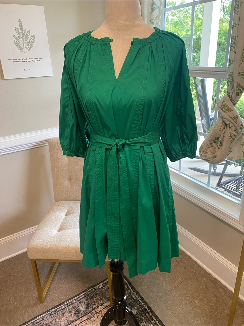 Women’s Caryn Lawn Green Belted Mini Dress